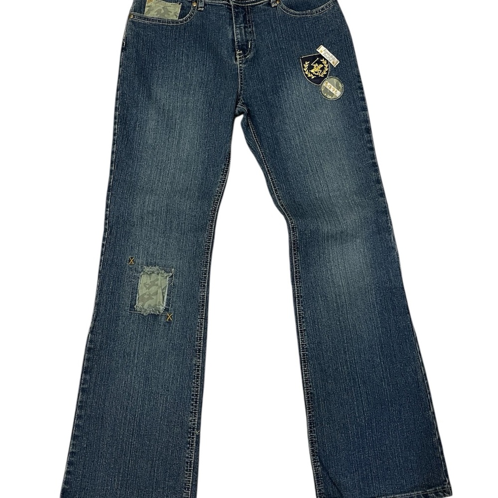 Classic Blue Beverly Hills Polo Club Flare Wide Leg Jeans with Stretch